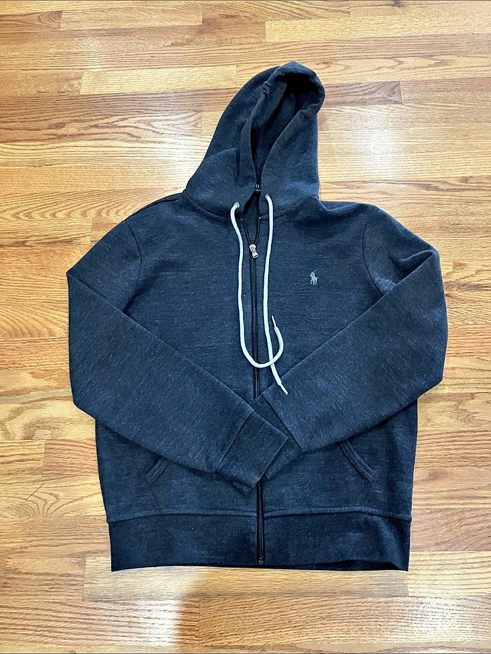 Polo Ralph Lauren Men’s Double-Knit Full-Zip Charcoal Hoodie Sz M EUC